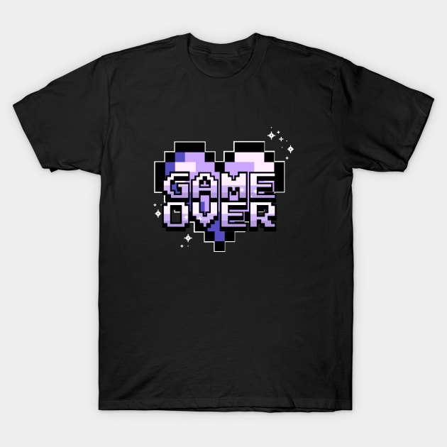 Game Over Heart - Purple T-Shirt by WhisperingDusk